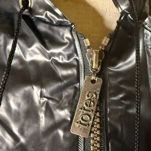 Vintage Totes Vinyl Black Hooded Raincoat